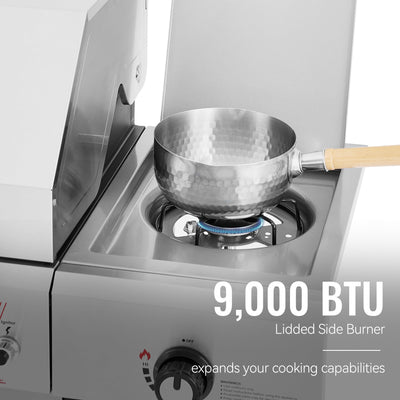5-Burner BBQ Liquid Propane Gas Grill with Side Burner, Stainless Steel 61,000 BTU Output for Patio Garden Picnic Backyard Cooking, Silver