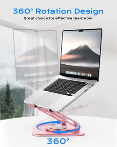 Adjustable Laptop Stand, Computer Stand with 360 Rotating Base, Ergonomic Laptop Riser Mount for Desk Foldable Protable Computer Desk Fits with MacBook Pro Air (10-16