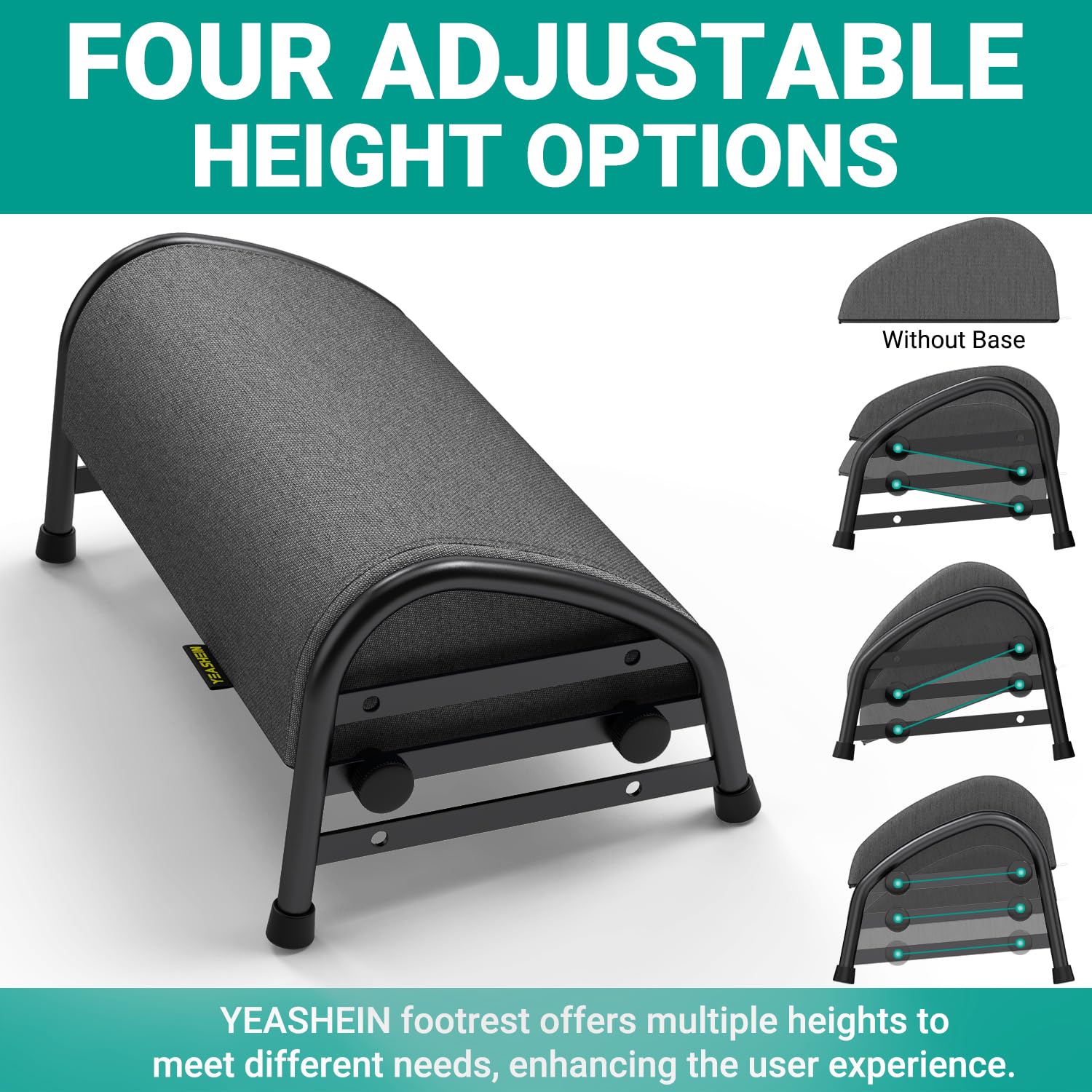 Adjustable Foot Rest for Under Desk at Work, Ergonomic Foot Stools with 7 Positions, Elevated Cushion Under Desk Footrest with Metal Frame, Leg Rest Used for Home, Car, PC Gaming Accessories