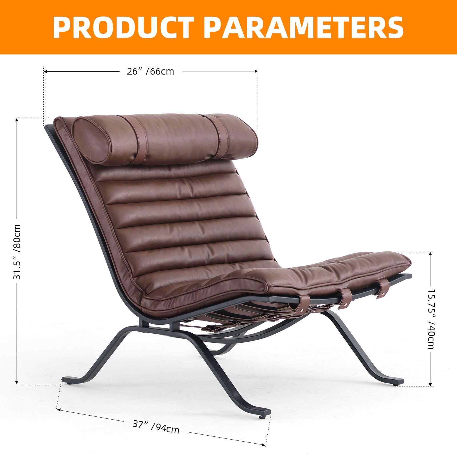 Leather Upholstered Armless Chair Modern Design Luxury Lounge Chair (Dark Brown)