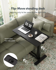 H7 PRO Mobile Standing Desk Adjustable Overbed Table Pneumatic with Wheels 90°Tiltable Portable Laptop Desk Rolling Computer Cart Foldable Bedside Table(31.5