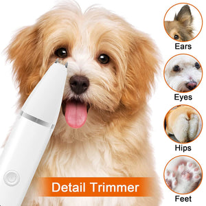 Dog Clippers Grooming Kit Hair Clipper-Low Noise Paw Trimmer- Rechargeable - Cordless Quiet Nail Grinder Shaver for Cats and Other Pets