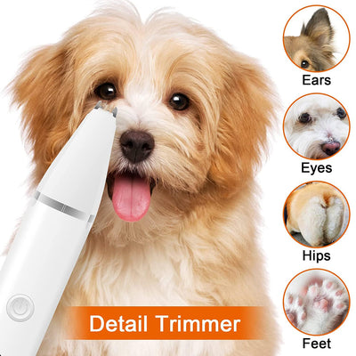Dog Clippers Grooming Kit Hair Clipper-Low Noise Paw Trimmer- Rechargeable - Cordless Quiet Nail Grinder Shaver for Cats and Other Pets