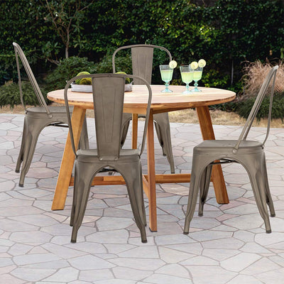 Metal Chair Dining Chair Set of 4 Patio Chair Home Kitchen Chair 18 Inch Seat Height Dinning Room Chair Stackable Metal Bar Chairs Indoor Outdoor Chairs Tolix Bar Side Chair Dining Chair
