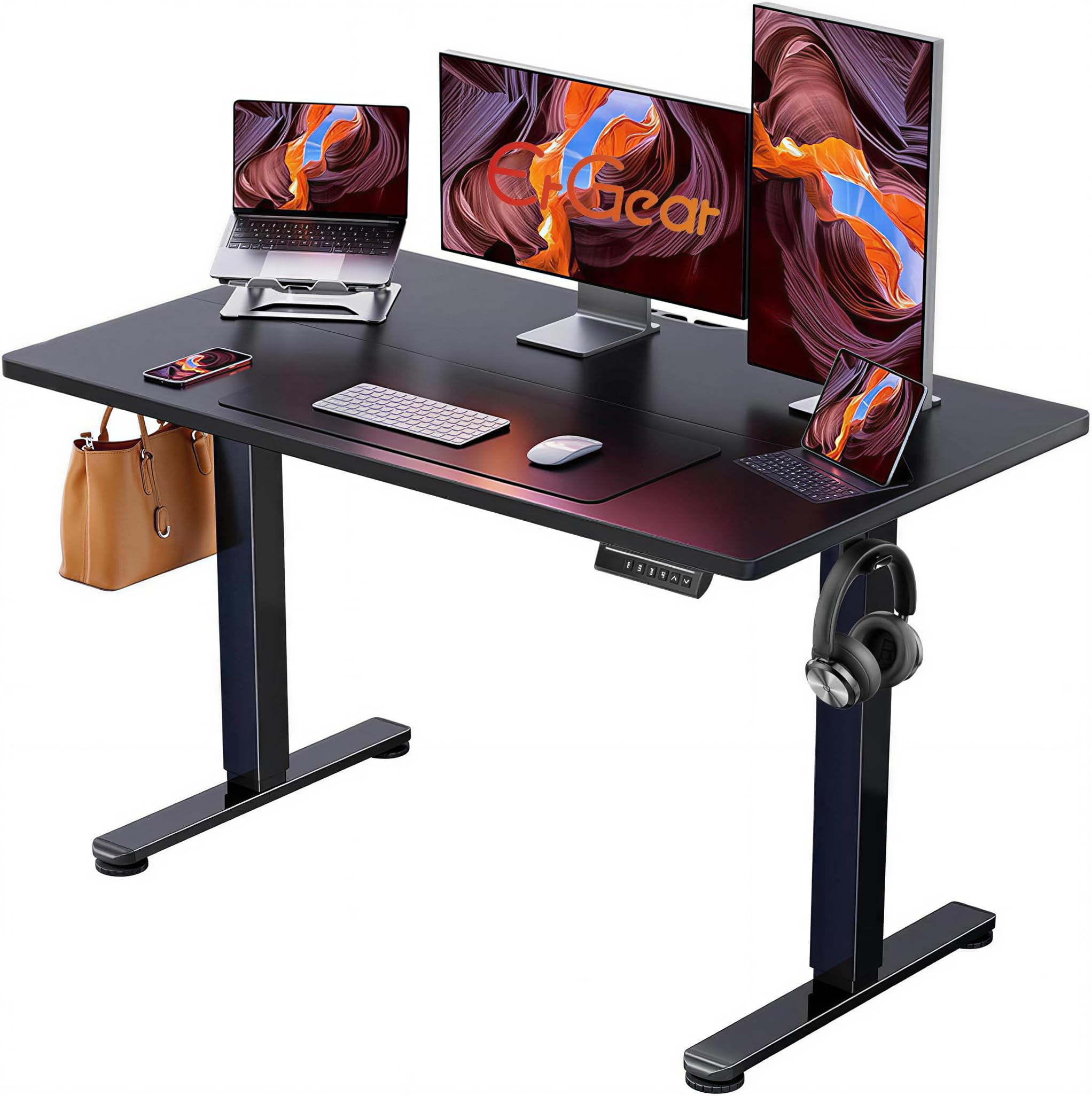 Height Adjustable Electric Standing Desk, 48 x 24 Inches Sit Stand up Desk, Memory Computer Home Office Desk, Black