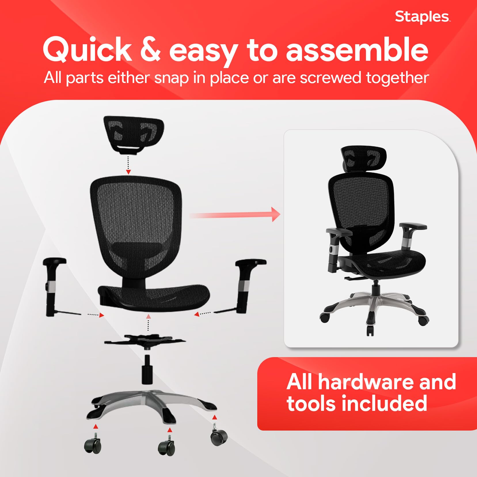 Ergonomic Task Chair, Mesh, Ergonomic, Lumbar Support, Swivel, Black