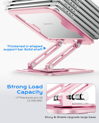 Adjustable Laptop Stand, Computer Stand with 360 Rotating Base, Ergonomic Laptop Riser Mount for Desk Foldable Protable Computer Desk Fits with MacBook Pro Air (10-16