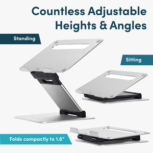 Laptop Stand for Desk, Ergonomic Sit to Stand Premium Aluminum Laptop Holder, Adjustable Height from 2.1