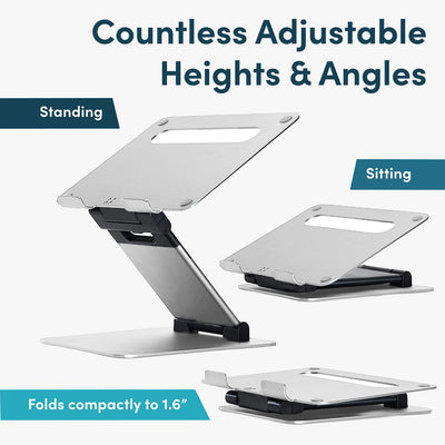 Laptop Stand for Desk, Ergonomic Sit to Stand Premium Aluminum Laptop Holder, Adjustable Height from 2.1