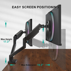 Dual Monitor Stand for 13-32 inch Computer Screens, Dual Monitor Arms for 2 Monitors Holds up to 22 lbs, Height Adjustable Dual Monitors Mount, VESA 75x75/100x100mm (GSMP002N), Black