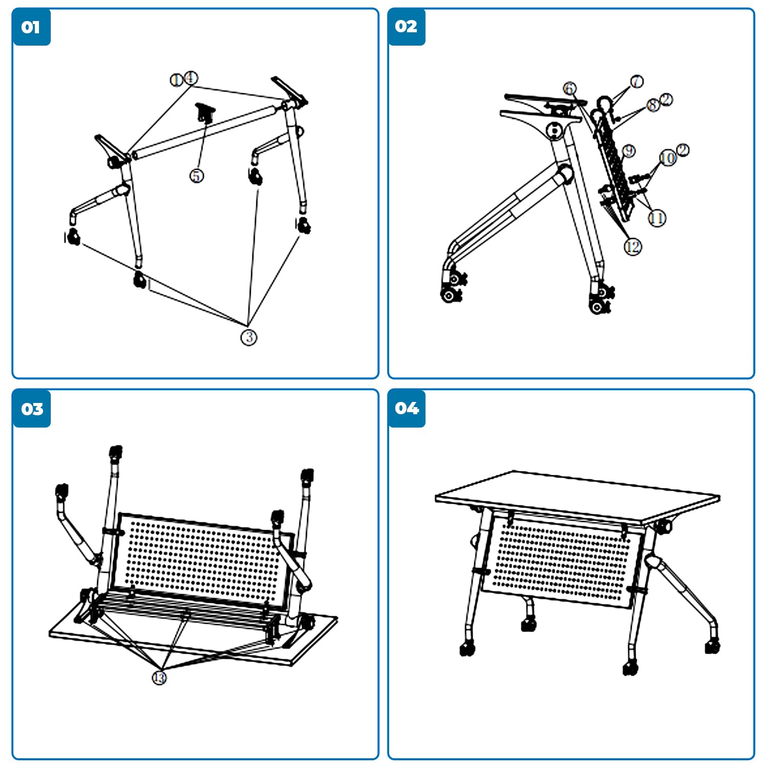 Folding Conference Table,Rectangle Meeting Seminar Table for 14 Person,Folding Long Business Training Tables,Mobile Flip Top Conference Room Tables,Rolling Meeting Tables for Office Conference Room(6)