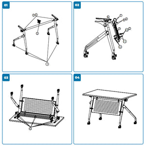 Folding Conference Table, Modern Flip Top Mobile Meeting Table, Rolling Conference Room Tables, Rectangular Seminar Meeting Tables for Office, Training Rooms (8, 53.1in)