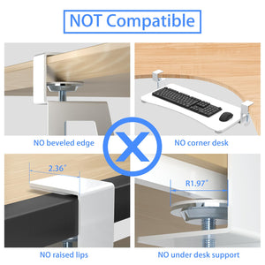 Keyboard Tray Under Desk Pull Out with C Clamp Mount, Computer Keyboard & Mouse Tray, 25.6 (30 Including Clamps) x 11.8 inch Slide-Out Platform Computer Drawer for Typing, White, DSF1W