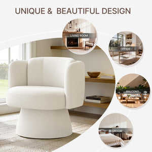 Swivel Barrel Chair,360° Accent Chairs with Round Backrest,Upholstered Lounge Chair for Vanity,Living Room,Bedroom,Reading Nook,Linen