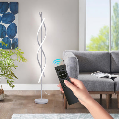 Unique Spiral Floor Lamp Modern Floor Lamps with Remote 3 Color Dimmable Standing Lamp, Modern Tall Lamp for Living Room Bedroom Office, White