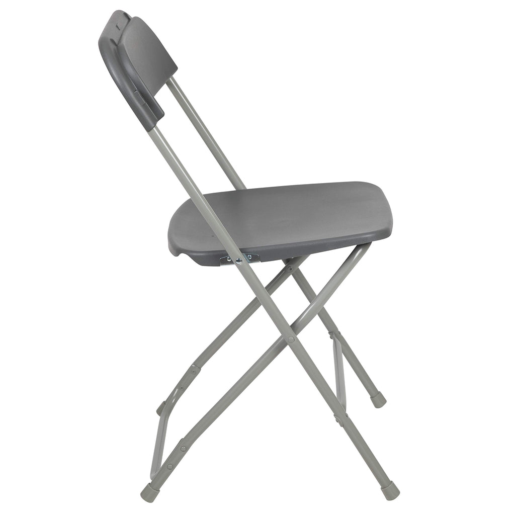 Hercules Series Plastic Folding Chair - Grey - 650LB Weight Capacity Comfortable Event Chair - Lightweight Folding Chair