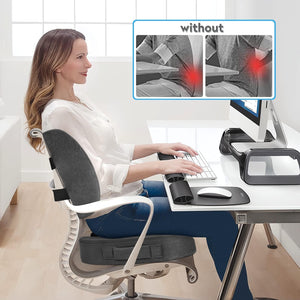 Lumbar Support Pillow & Seat Cushion Set for Office Chair, Desk Chair, Wheelchair & Car–Memory Foam Back Support, Ergonomic Chair Cushions,Sciatica Pain Relief,Home Essentials(Grey,XL)