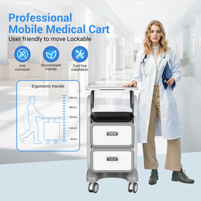 Medical Carts with Wheels, Mobile Ultrasound Cart, Rolling Dental Carts with Drawers, Professional Trolley Cart with Trays for Hospital Clicnic Lab Beauty Salon