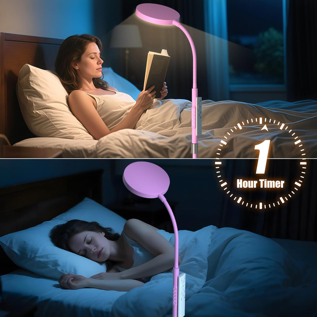 Floor Lamp, Adjustable Height Floor Lamps for Living Room Bedroom, 120 LED Super Bright Standing Lamp Remote Control Dimmable Gooseneck Tall Stand Reading Lamp for Office Craft, Pink
