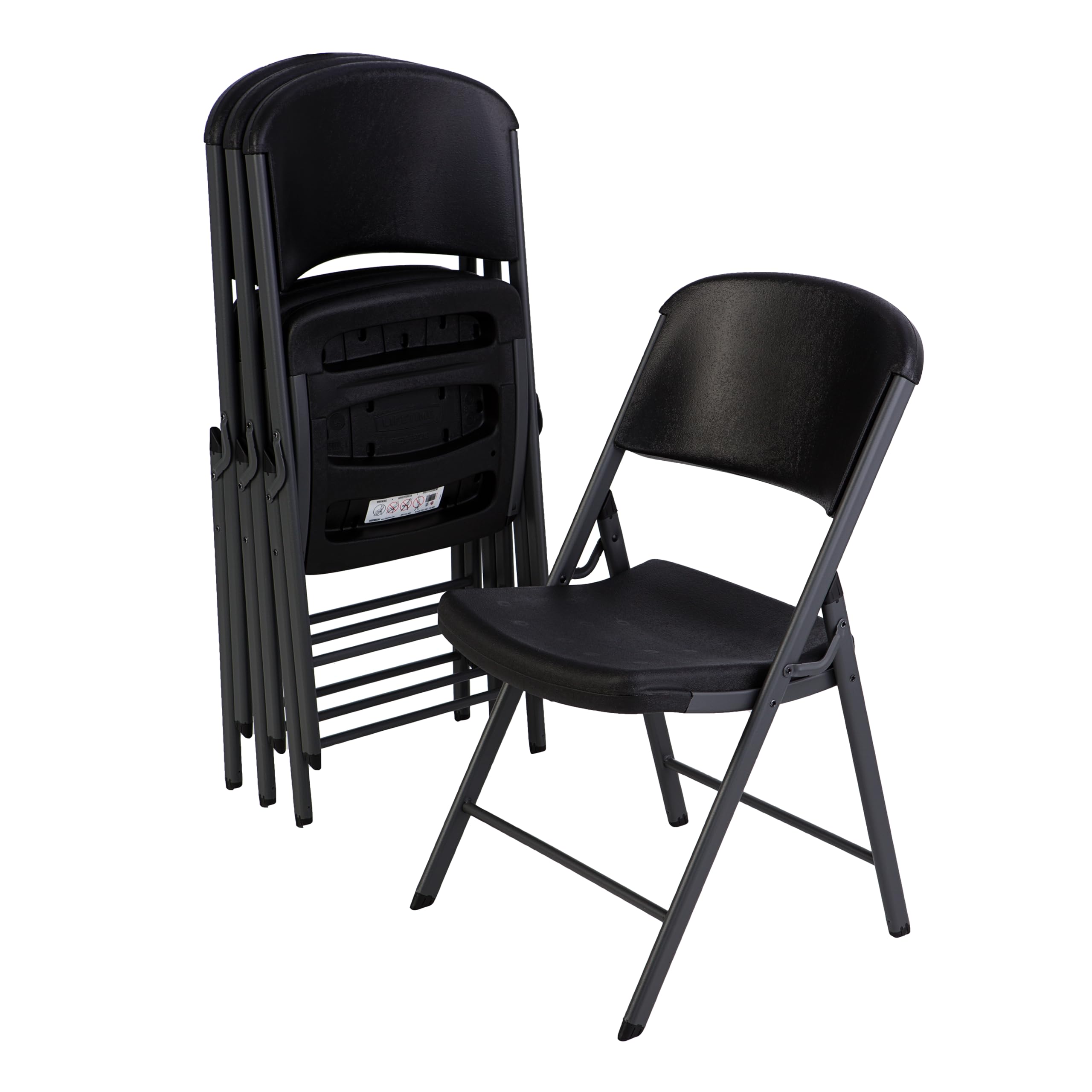 80187 Commercial Grade Folding Chair,  4 Pack, Black
