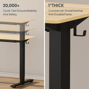 EN1 One-Piece Standing Desk, Electric Adjustable with 4 Memory Presets, 176 LBS Capacity, Stable & Quiet, Seamless Desktop for Home Office & Dual Monitors, 55
