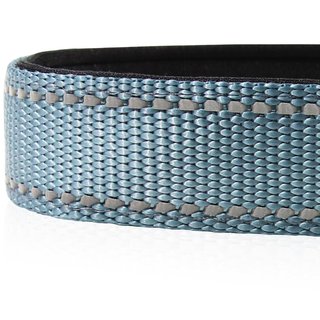 Reflective Dog Collar, Soft Neoprene Padded, Metal D-Ring, Nylon Pet Collar Adjustable for Small Dogs, Gray, S