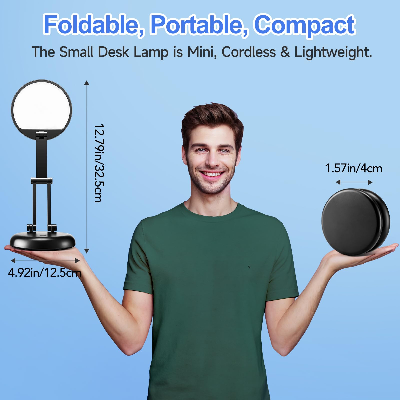 Desk Lamps for Home Office Rechargeable 3600mAh, Foldable+Portable Cordless Desk Light Small Table Lamp,Dimmable+9 Brightness Small Table Lamp Desk Light Table, LED Desk Lamps for Home Office