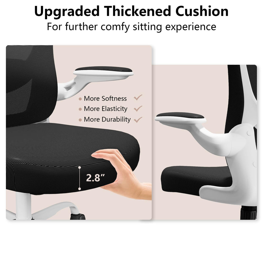 Ergonomic Office Chair, Comfort Swivel Home Office Task Chair, Breathable Mesh Desk Chair, Lumbar Support Computer Chair with Flip-up Arms and Adjustable Height