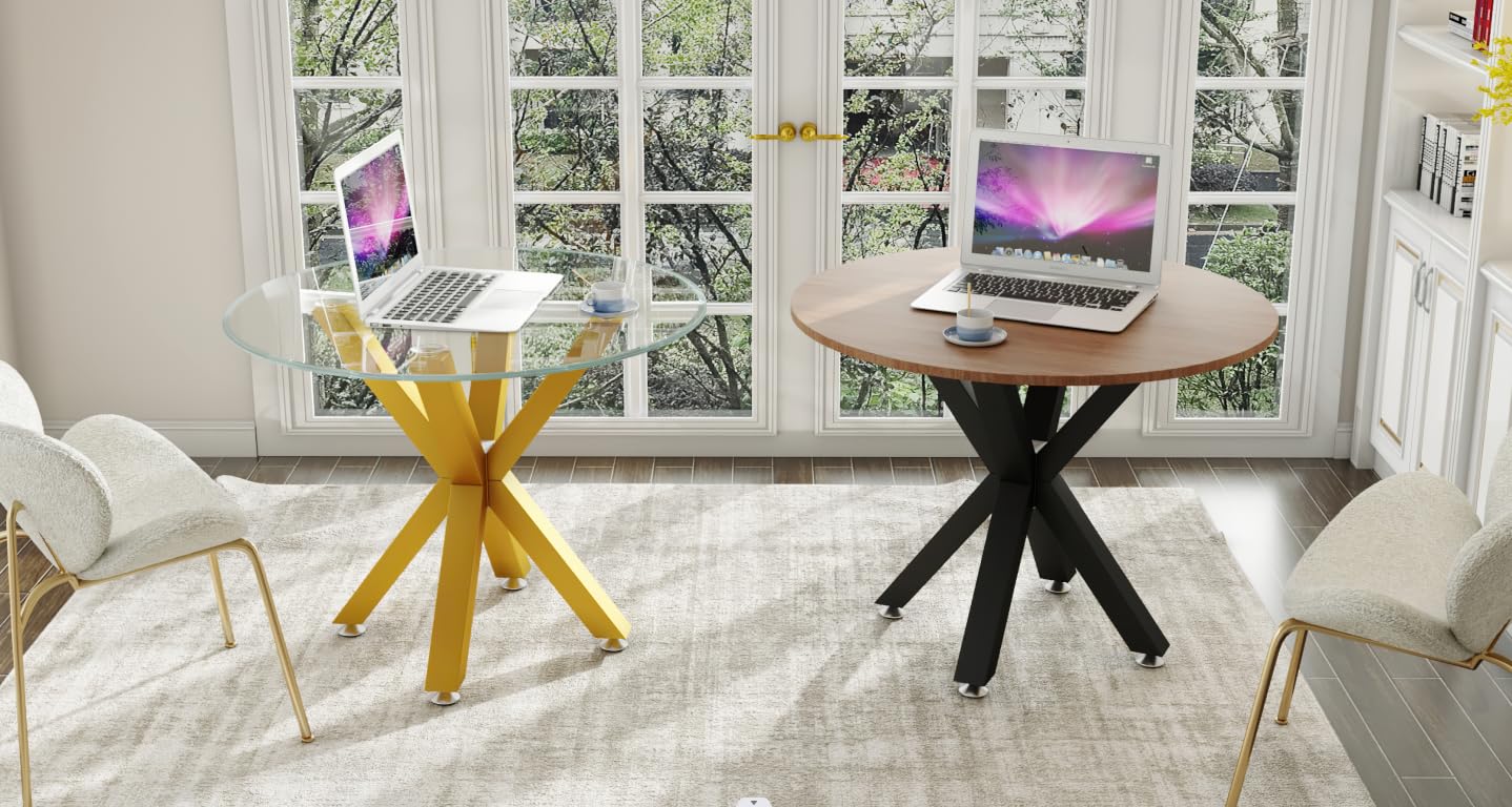 Table Base 28 Inch,Heavy Duty Metal Dining Table Pedestal Base for Glass, Marble, and Wood Tops, Furniture Legs for Home,Kitchen,Office (Gold)