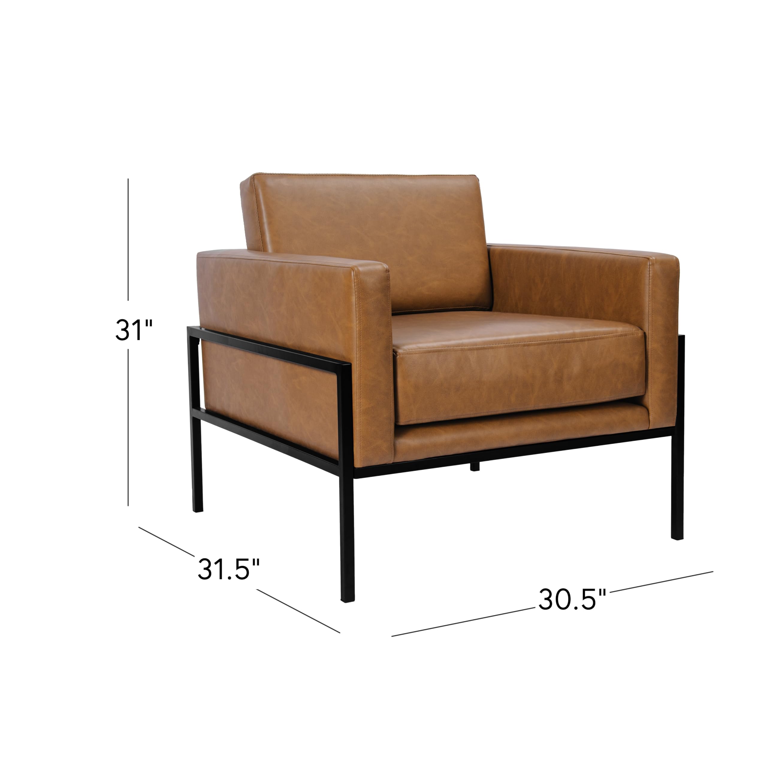 Modern Metal Frame Accent Chair| Home Décor|Accent Chairs for Living Room & Bedroom - Carmel Faux Leather