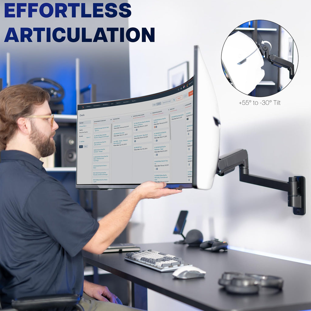 VIVO Ultrawide Monitor Wall Mount for up to 57 inch Screens, Holds 59.4 lbs, TV and Monitor Arm Designed for Samsung Odyssey Ark, Neo G9, ViewFinity S9, and More, Black, MOUNT-G57