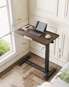 H7 PRO Mobile Standing Desk Adjustable Overbed Table Pneumatic with Wheels 90°Tiltable Portable Laptop Desk Rolling Computer Cart Foldable Bedside Table(31.5