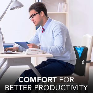 Memory Foam Lumbar Support Pillow for Office Chair, Gaming Chair & Car Seat Automotive Use, Home Office Essentials for Sitting Comfort and Posture Relief Back Support, Black with Cooling Gel