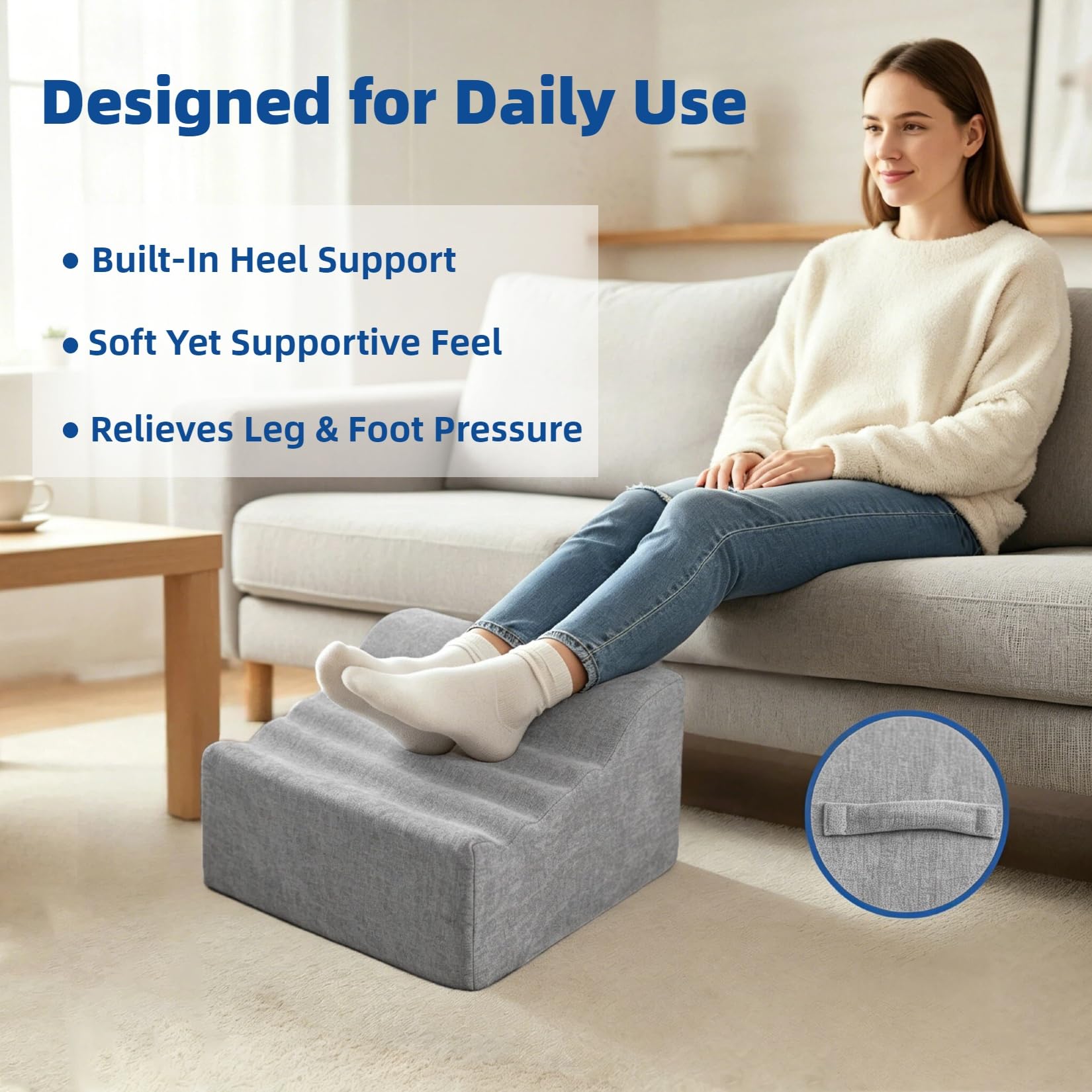 Under Desk Foot Rest, Non-Slip Office Foot Stool for Office & Gaming Chair, Leg Support for All-Day Comfort (Light Gray)