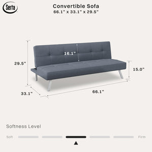 Rane Convertible Sofa Lounger Microfiber Light Grey Full