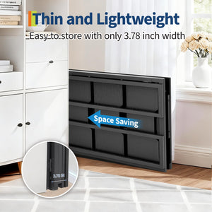 35 inch Folding Desk Writing Computer Desk with Storage Shelf,Spaces Saving Writing Sturdy Table No Assembly,for for Bedroom, Home Office, Dorm, Apartment, Black