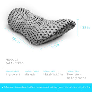 Lumbar Support Pillow for Office Chair, Memory Foam Lumbar Pillow for Lower Back Pain Relief (Grey)