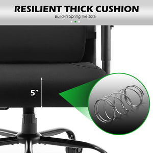 Extra Wide Seat Office Chair for Big and Tall 500lbs, with High Back Adjustable Headrest Lumbar Support Arms Wheels Heavy Duty (Breathable Fabric Seat)