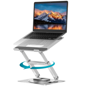 360 Rotating Ergonomic Laptop Stand for Desk, Laptop Riser with Swivel Base, Adjustable Computer Stand for 10-17