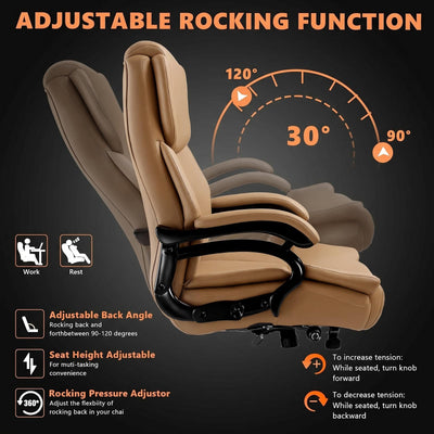 500lbs Big and Tall Office Chair for Heavy People,Heavy Duty Comfy Office Chair,High Back Executive Computer Chair with Lumbar Support, Rubber Wheel