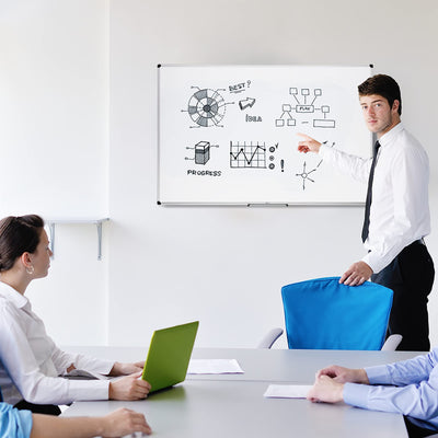 Large Magnetic Dry Erase Whiteboard with Aluminum Frame, Pen Tray, Wall Mountable, 35.4