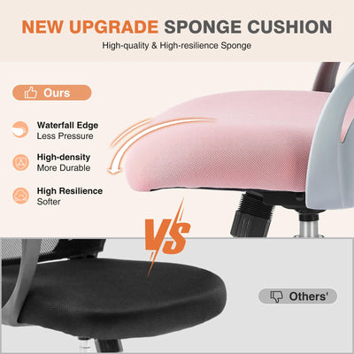Home Office Managerial Executive Chair, Ergonomic Mesh Adjustable Swivel Mid-Back Chair with, Flip-up Arms, Comfortable Lumbar Support, Comfy Arms for Bedroom,Study,Student