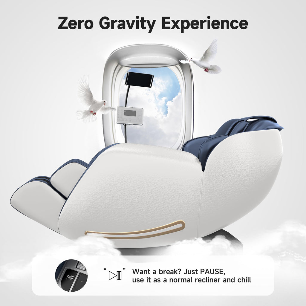 2026 Massage Chair Full Body, Zero Gravity SL-Track Massage Recliner with Added Phone Controller and Holder, Pause Button,Upgraded LCD Screen，APP Control and Child Lock, Favor-06, Blue