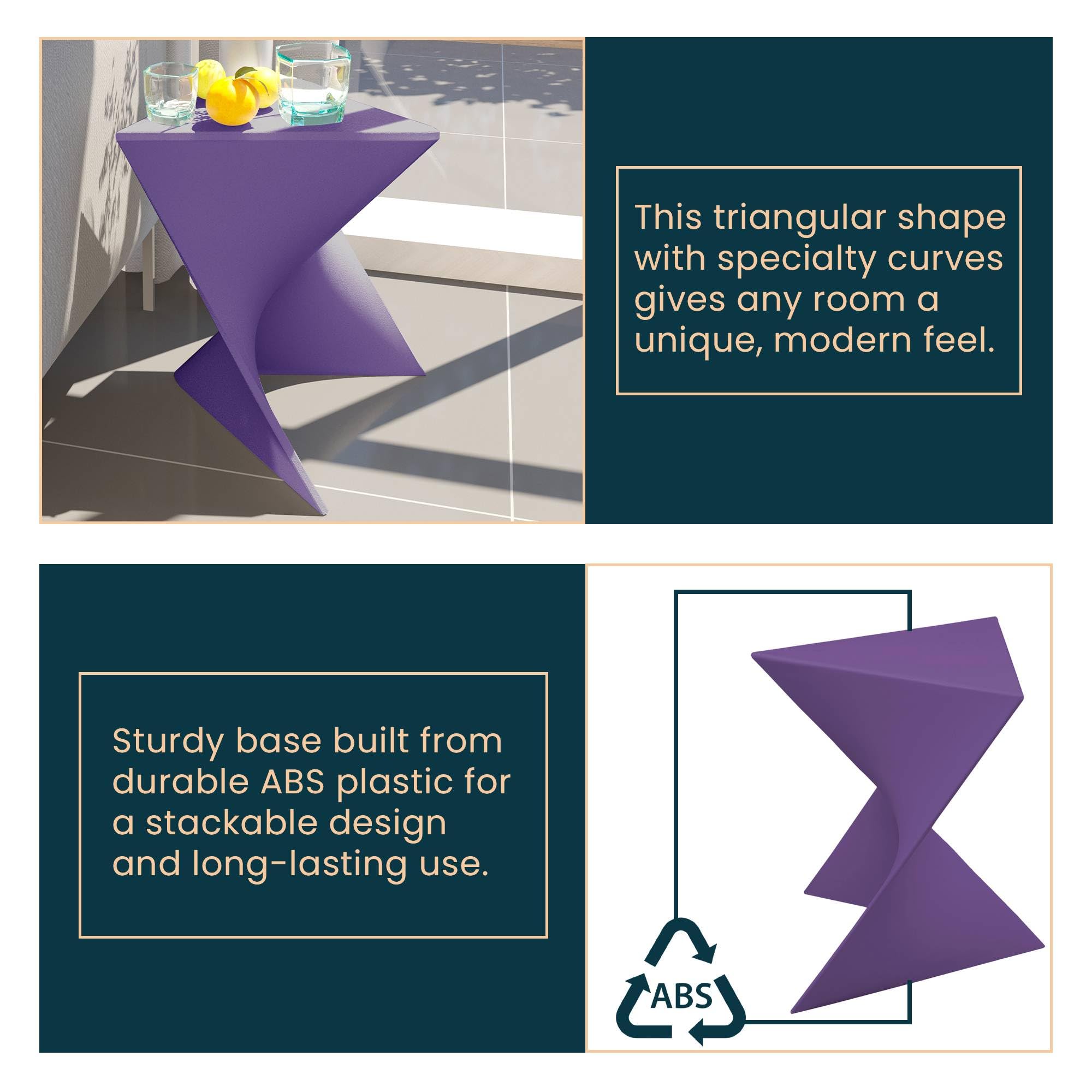 Modern Purple Accent Side Table - Stylish Side Vanity Table for Bedroom & Living Room