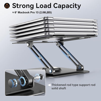 Laptop Stand for Desk, Adjustable Computer Stand with 360° Rotating Base, Ergonomic Laptop Riser for Collaborative Work, Foldable & Portable Laptop Stand, fits for All 10-16