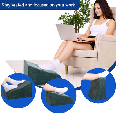 Foot Rest for Under Desk at Work, Ergonomic Under Desk Footrest with Washable Cover for Office, Home & Gaming Leg Elevation Pillow Green