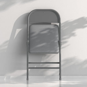 4 Pack Folding Chairs with Padded Vinyl Cushion Chairs with Comfortable Cushion and Durable Steel Frame for Home and Office, for Indoor and Outdoor Events (Grey Vinyl Padding 4 Pack)