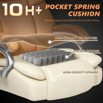 500lbs Big and Tall Office Chair for Heavy People,Heavy Duty Comfy Office Chair,High Back Executive Computer Chair with Lumbar Support, Rubber Wheel