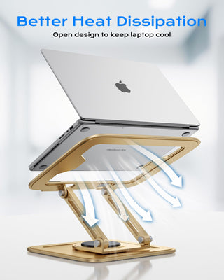 Adjustable Laptop Stand, Computer Stand with 360 Rotating Base, Ergonomic Laptop Riser Mount for Desk Foldable Protable Computer Desk Fits with MacBook Pro Air (10-16