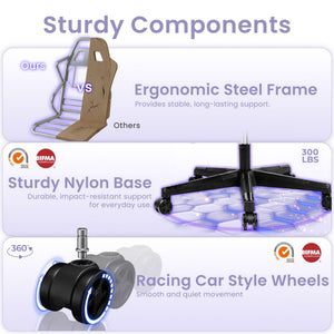 Video Gaming Chair with Footrest Lumbar Support for Home Office High Back Recliner Height Adjustable Ergonomic Comfy Fabric Computer Desk Chair (Purple)